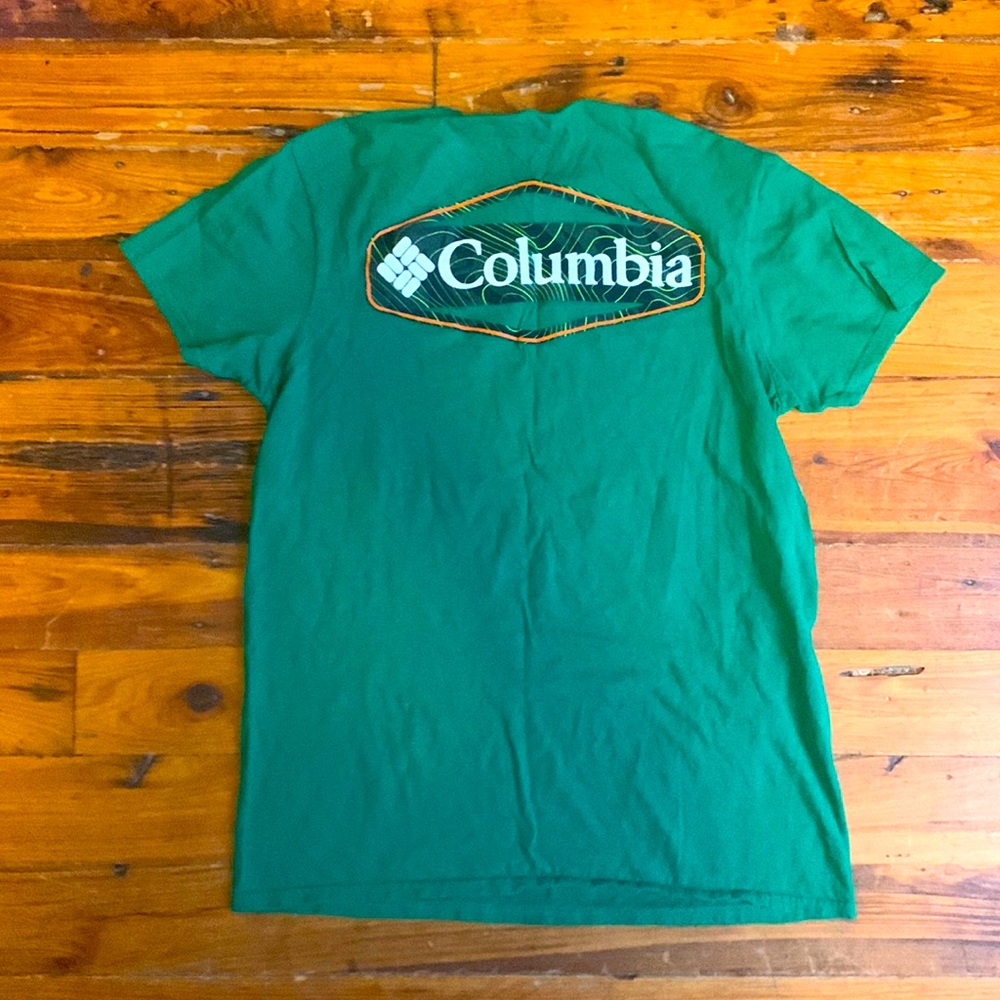 Columbia Tshirt green and black and orange